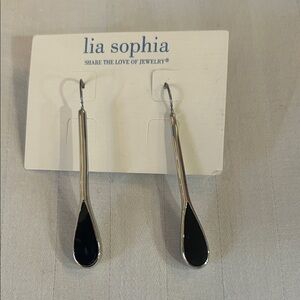 Lia Sophia Black and Silver Teardrop Earrings